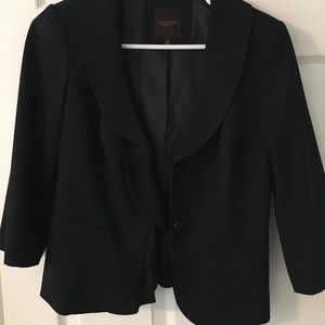 Black blazer with ruffle detail